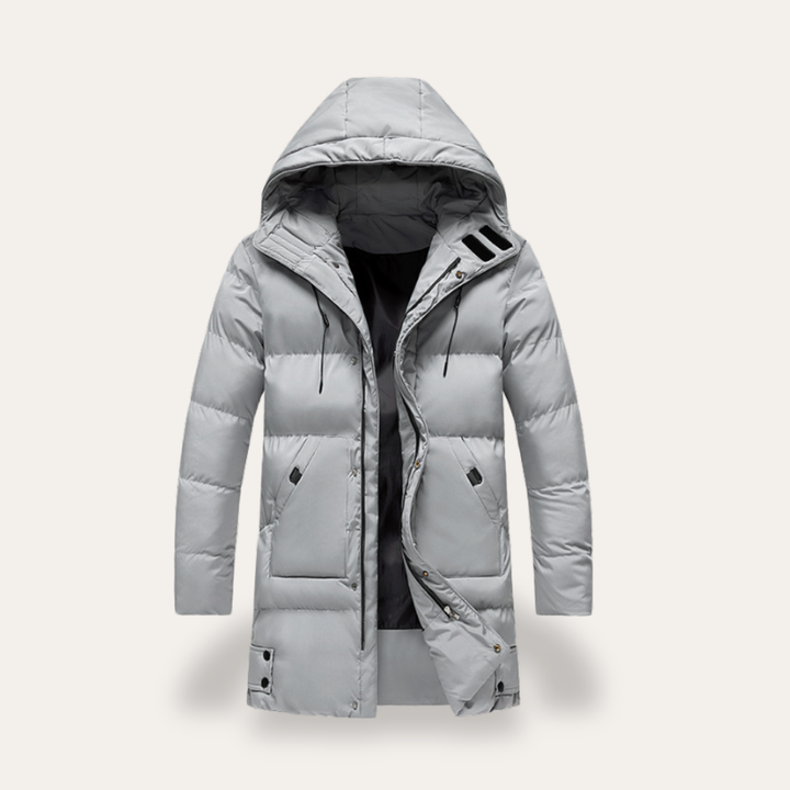 Herren Winterjacke Steppmantel mit Kapuze Gepolstert Outdoor Lang | Vestea