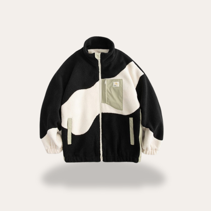 Herren Fleecejacke Oversized Zipper Tasche Streetwear Retro | Vestea