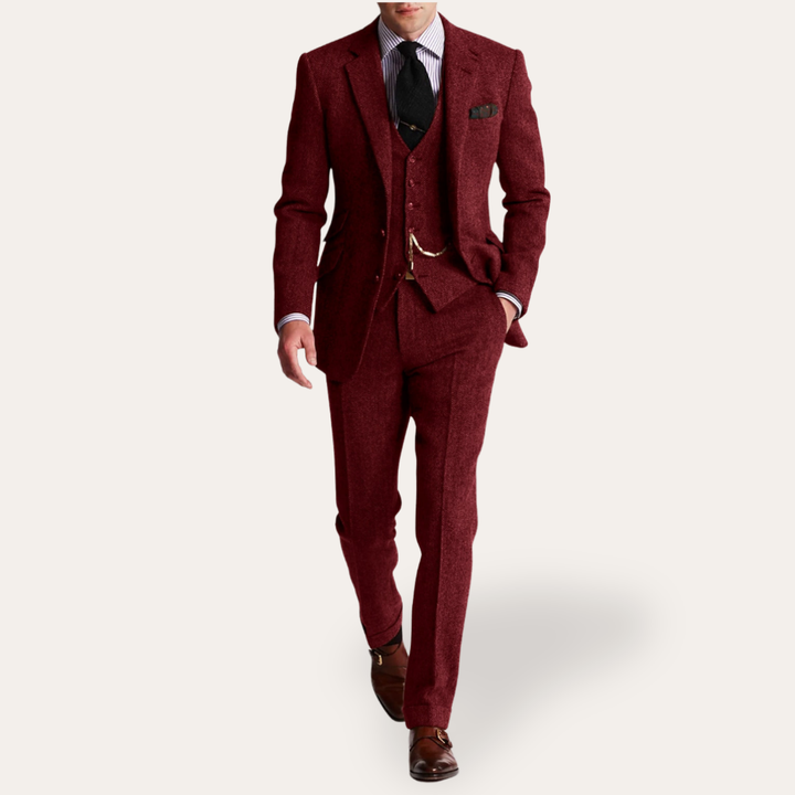 Herren Tweed Anzug 3-teilig Slim Fit Business Festlich | Vestea
