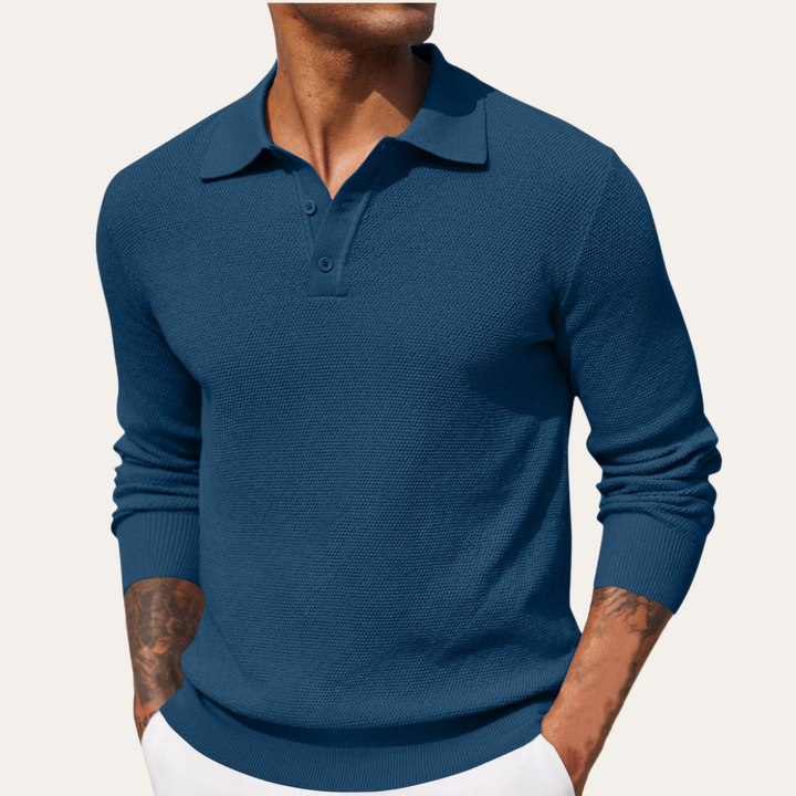 Herren Langarm Poloshirt Strickpullover Freizeitmode | Vestea