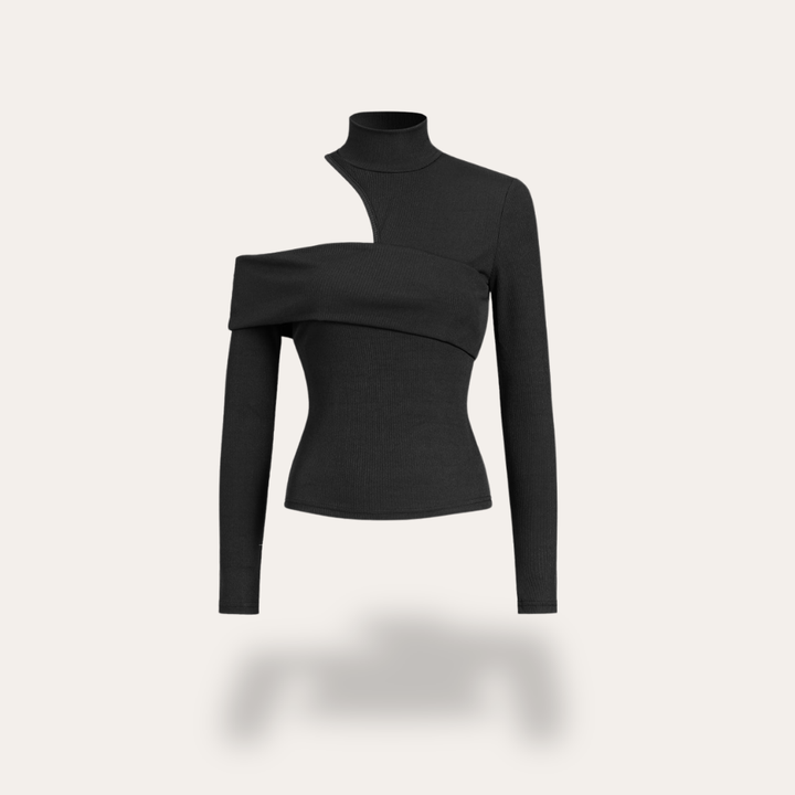 Damen Stricktop Asymmetrisch Schulterfrei Langarm | Vestea