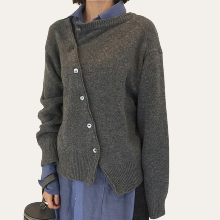 Damen Asymmetrische Strickjacke Mit Knöpfen | Vestea