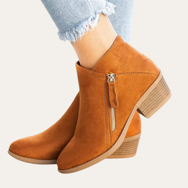 Damen Orthopädische Stiefeletten mit Blockabsatz und Reißverschluss | Vestea