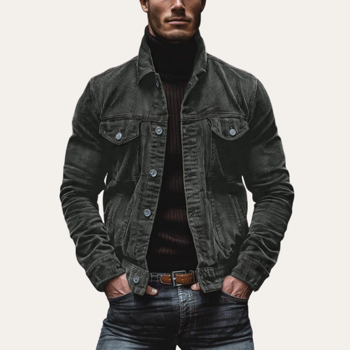 Herren Cordjacke Slim Fit Retro Freizeitjacke mit Taschen | Vestea