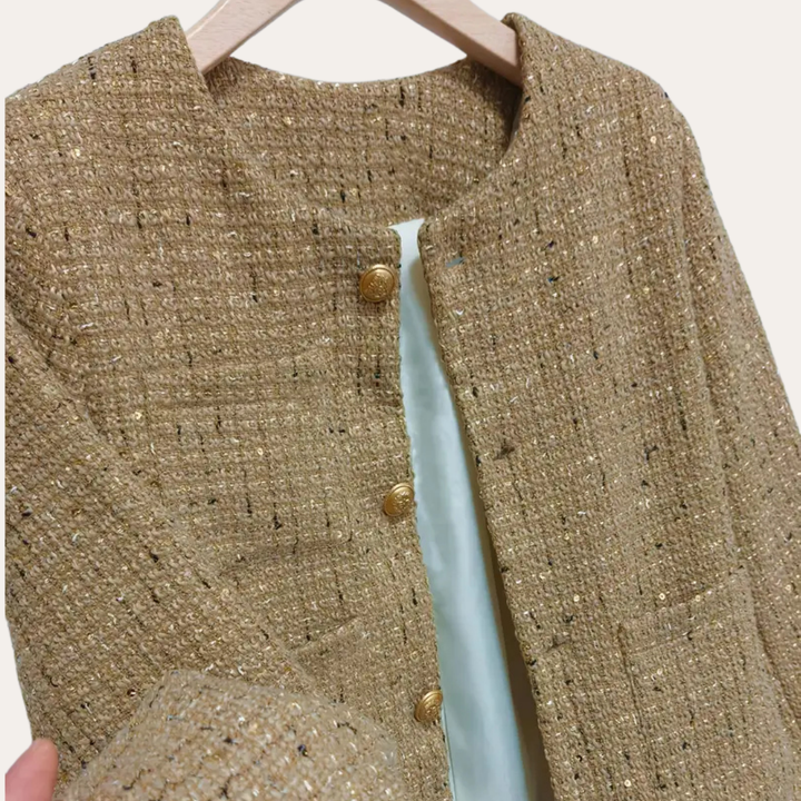 Eleganter Button-Down Tweed Blazer für Damen | Vestea