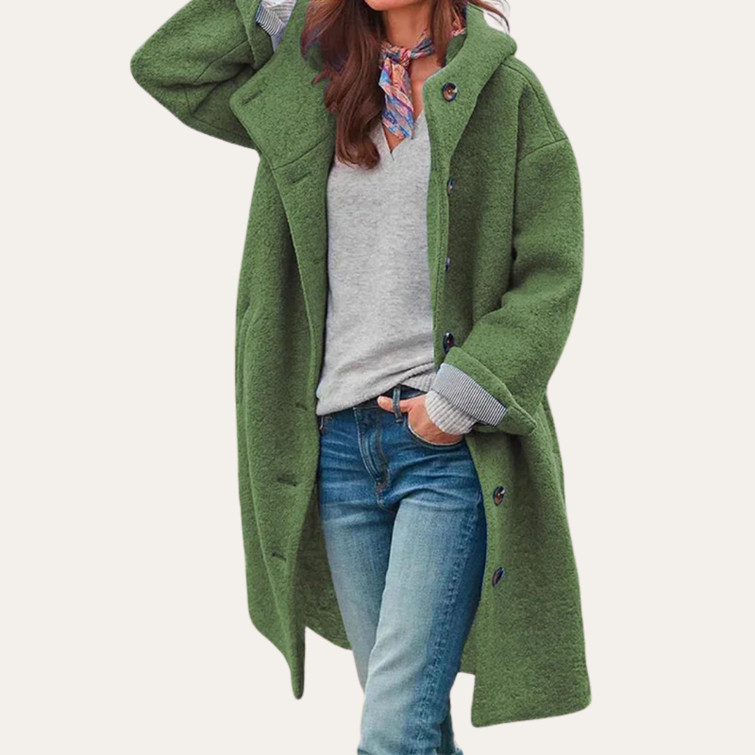Damen Mantel mit Kapuze Wollmix Wintermode | Vestea