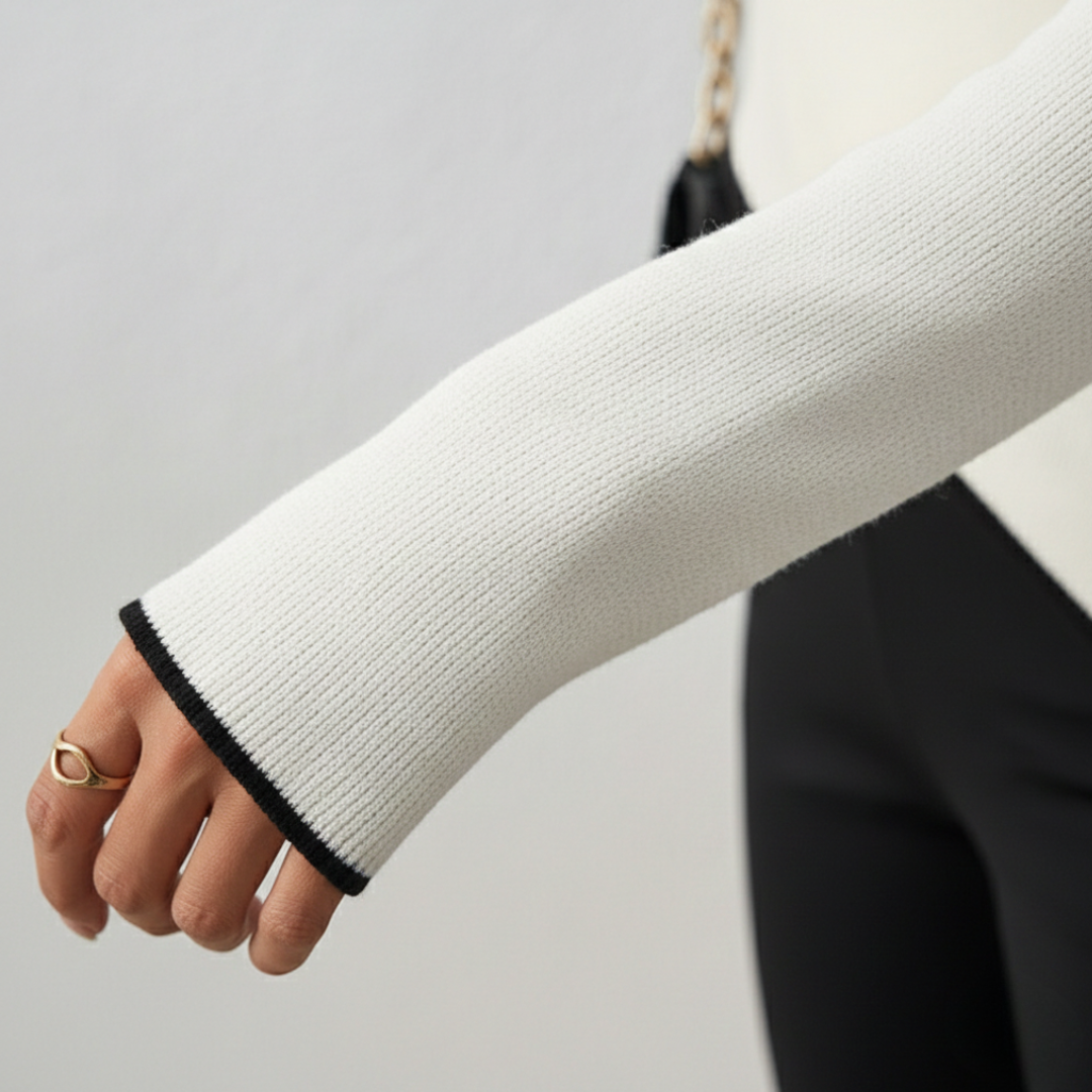 Pull à col en V, devant croisé, manches longues, tricoté, pour femme, blanc