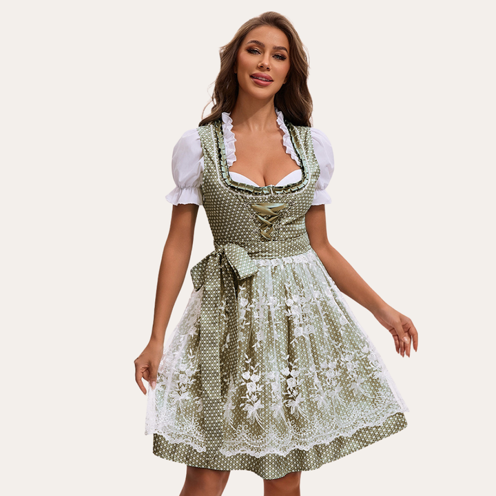 Damen Dirndl Kleid mit Spitzen Schürze Traditionell | Vestea