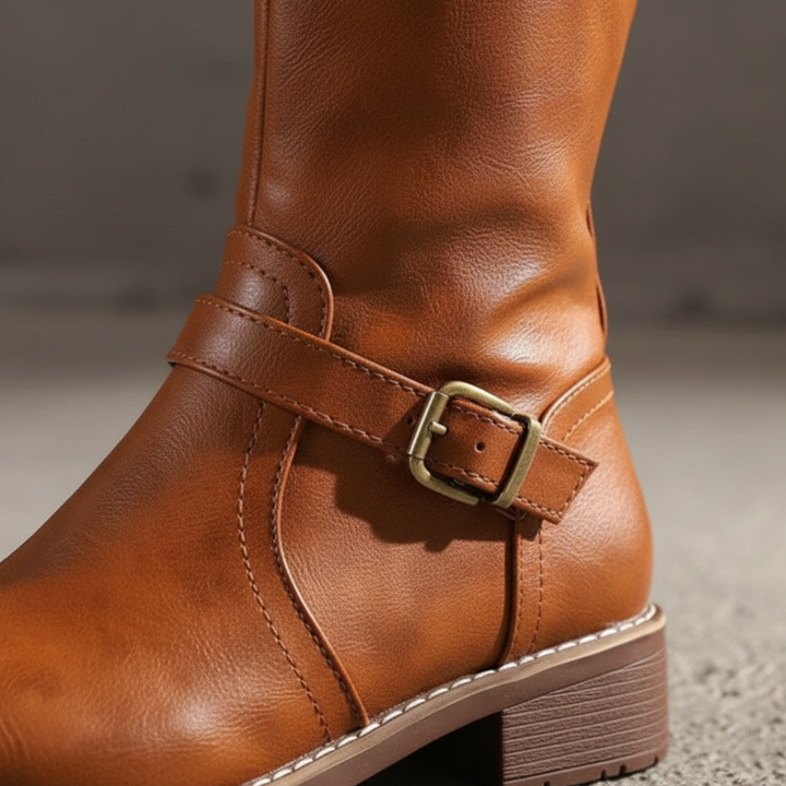 Orthopädische Damen Langschaft-Stiefel aus Kunstleder | Vestea