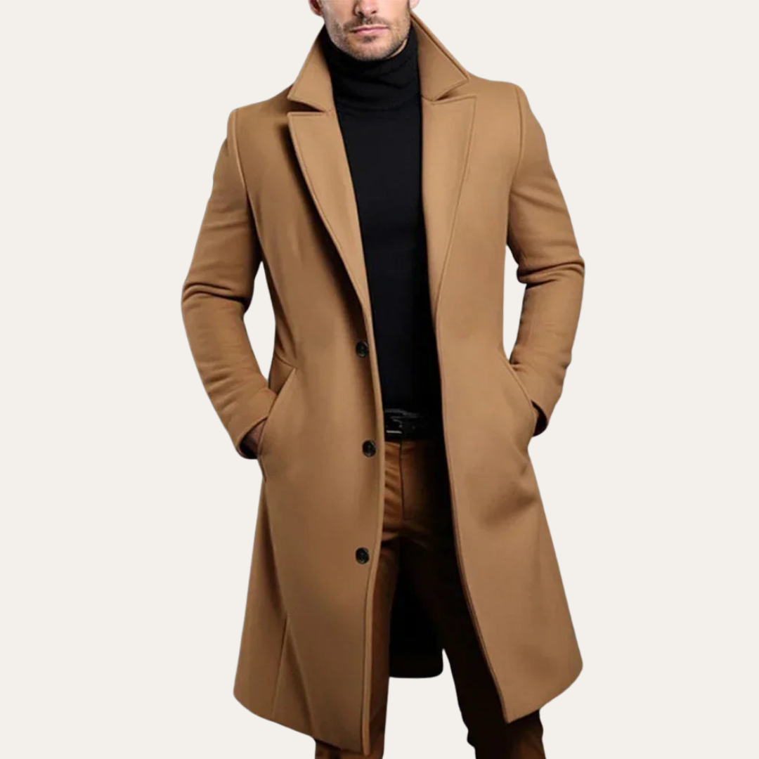 Herren Mantel Wollmix Slim Fit Einreiher Wintermode | Vestea