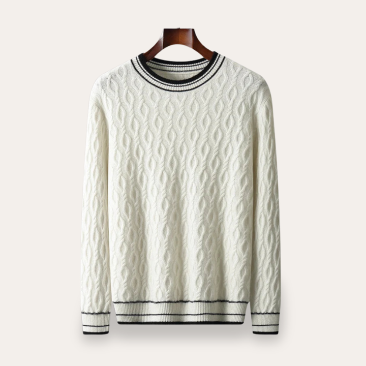 Herren Strickpullover Rundhals Wollmix Pullover | Vestea