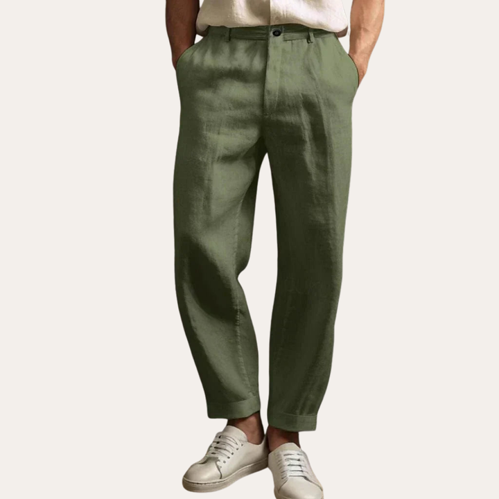Herren Leinenhose Gerade Passform Freizeit Leichte Sommerhose | Vestea