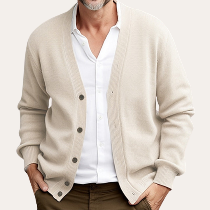 Herren Strickjacke V-Ausschnitt Knöpfe Basic | Vestea