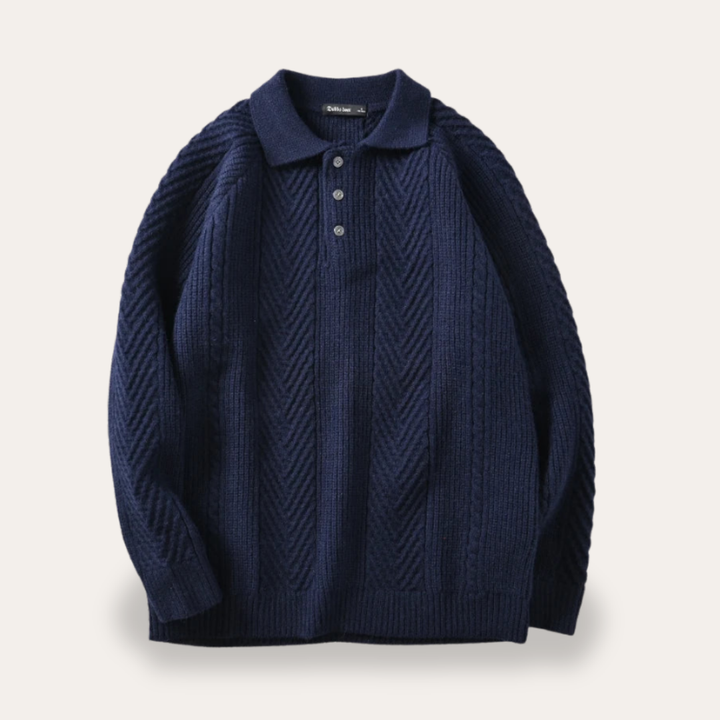 Herren Strickpullover mit Polokragen Wollmix | Vestea