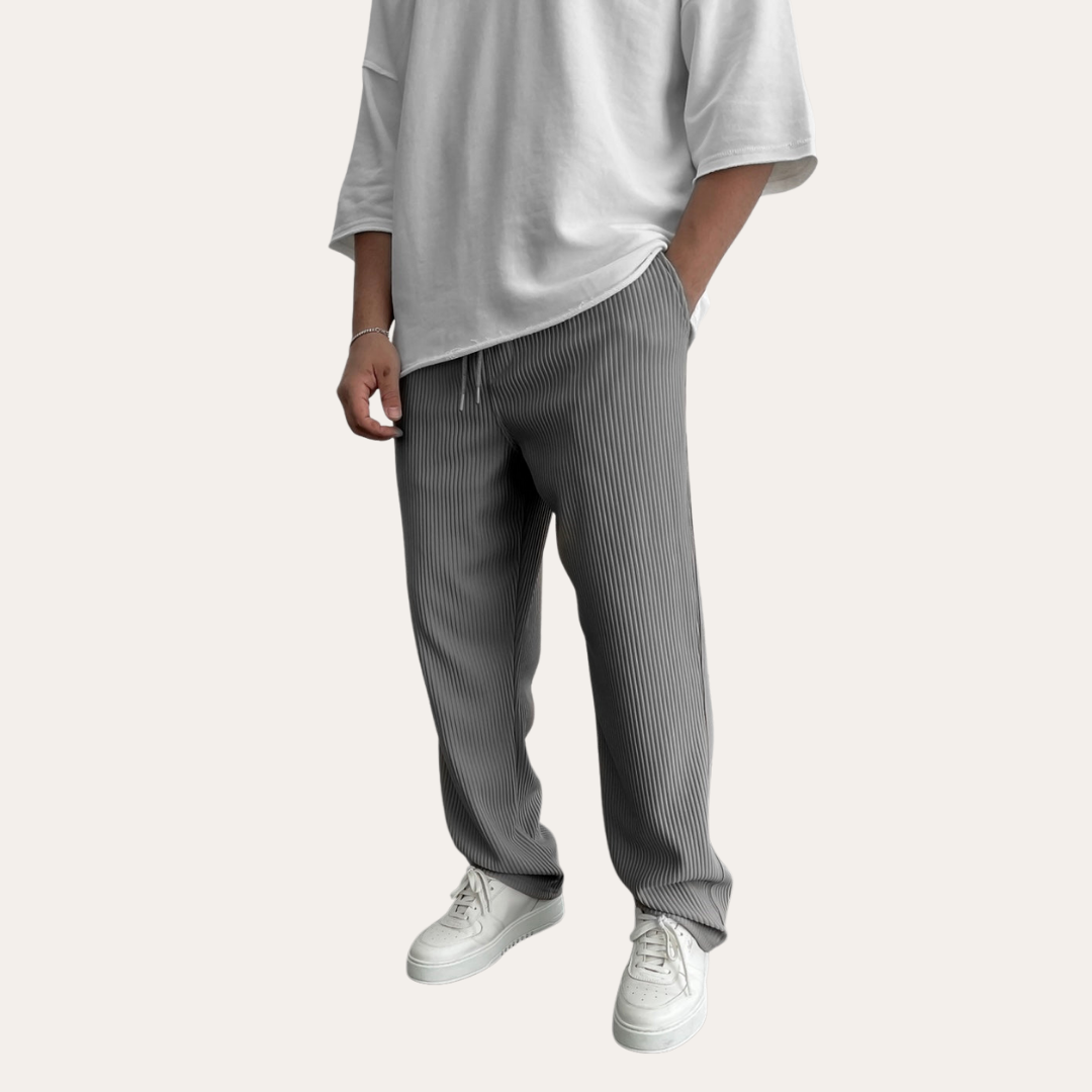 Herren Plissee Hose mit Kordelzug Streetwear Freizeitlook | Vestea