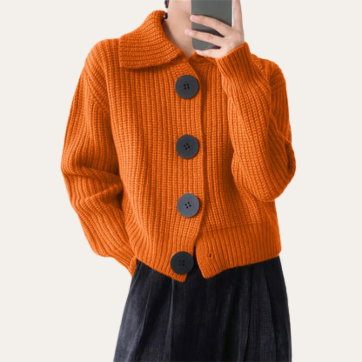 Damen Strickjacke mit Knöpfen Grobstrick Cardigan | Vestea