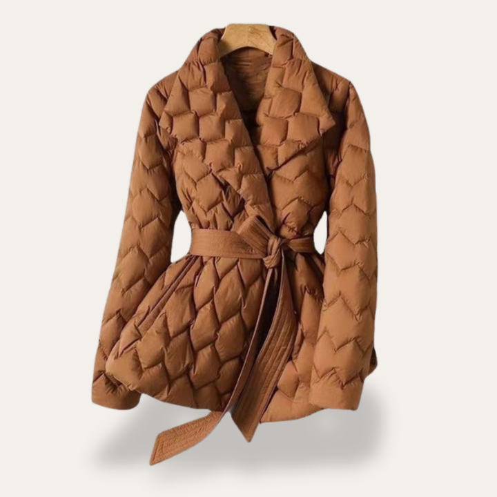 Damen Steppjacke mit Gürtel Tailliert Synthetikjacke | Vestea