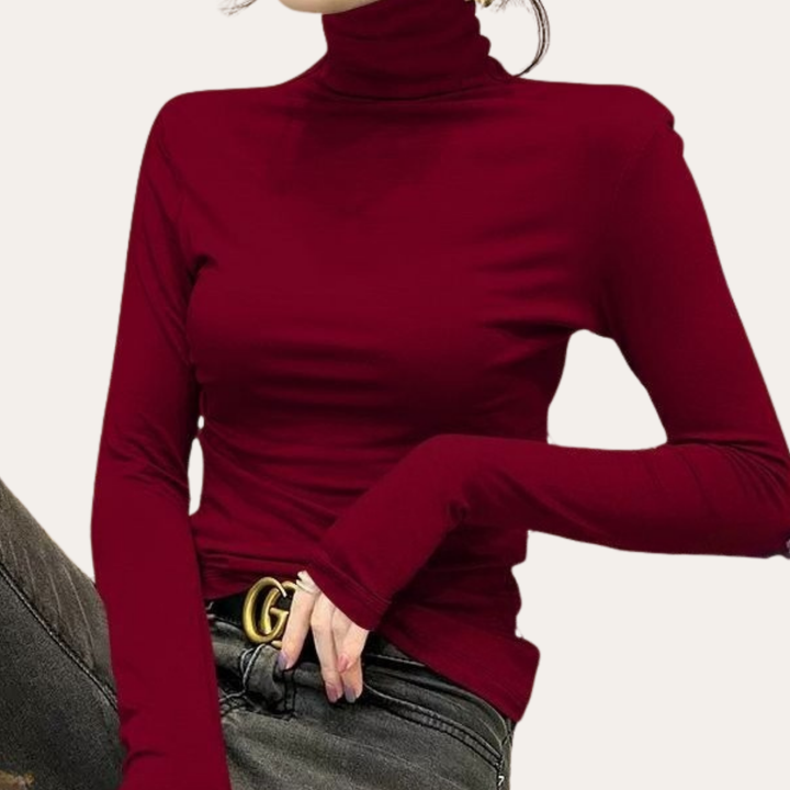 Damen Rollkragen Langarmshirt Slim Fit | Vestea