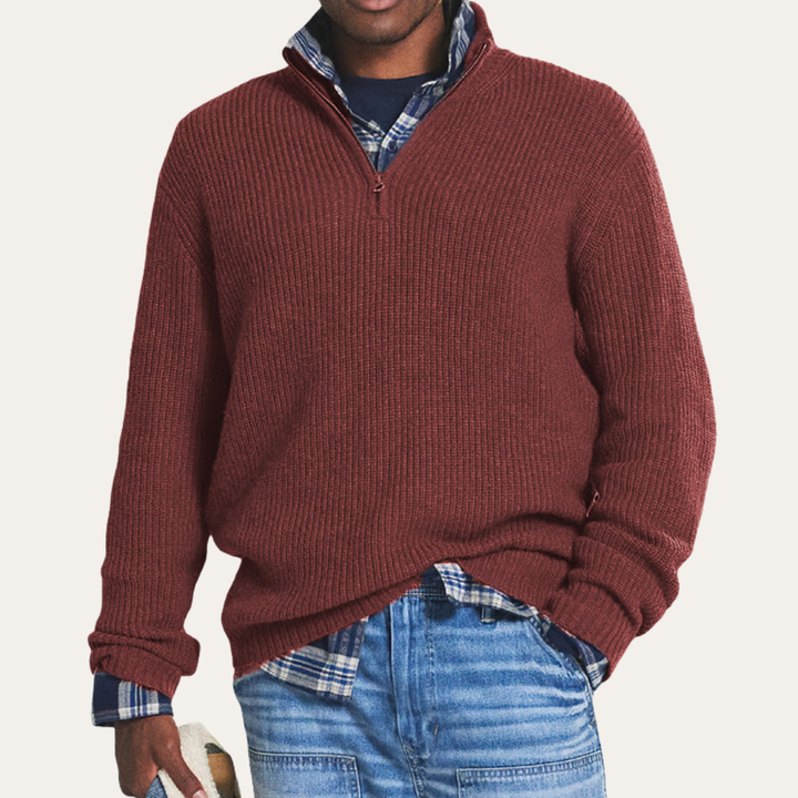 Herren Strickpullover mit Reißverschluss Langarm Mehrere Farben Freizeit | Vestea