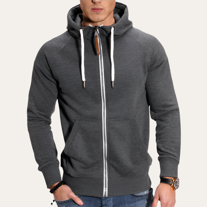 Herren Kapuzenjacke mit Reißverschluss Kängurutasche | Vestea