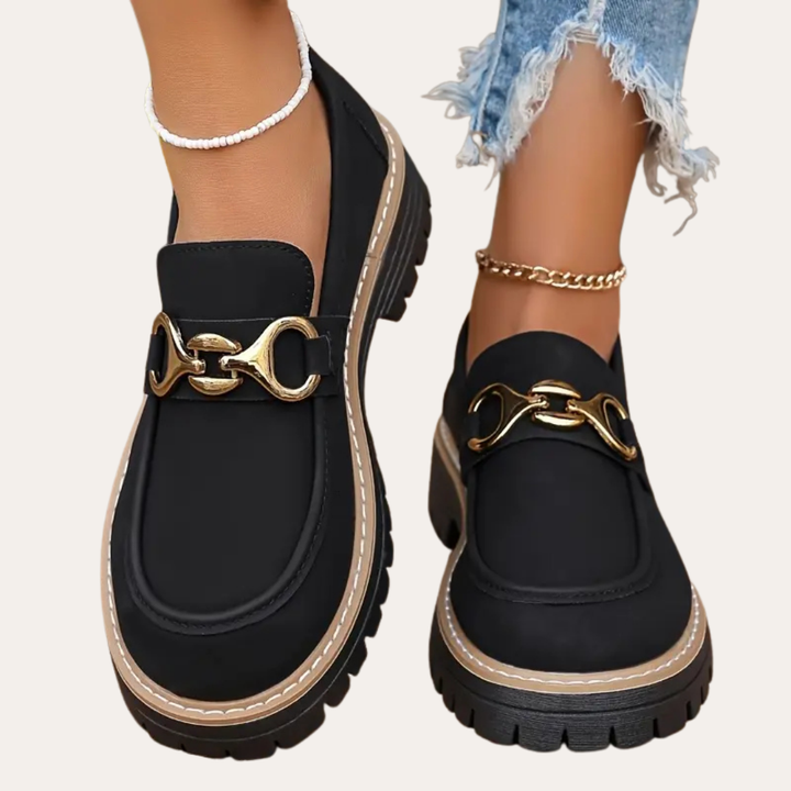 Orthopädische Loafer mit Goldener Schnalle für Damen | Vestea