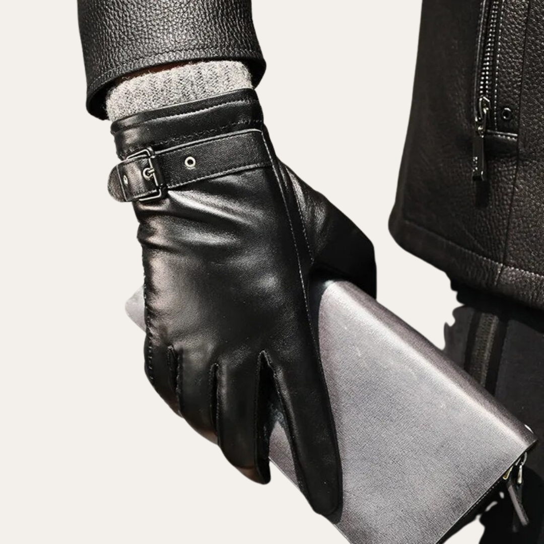 Herren Lederhandschuhe mit Riegel | Vestea