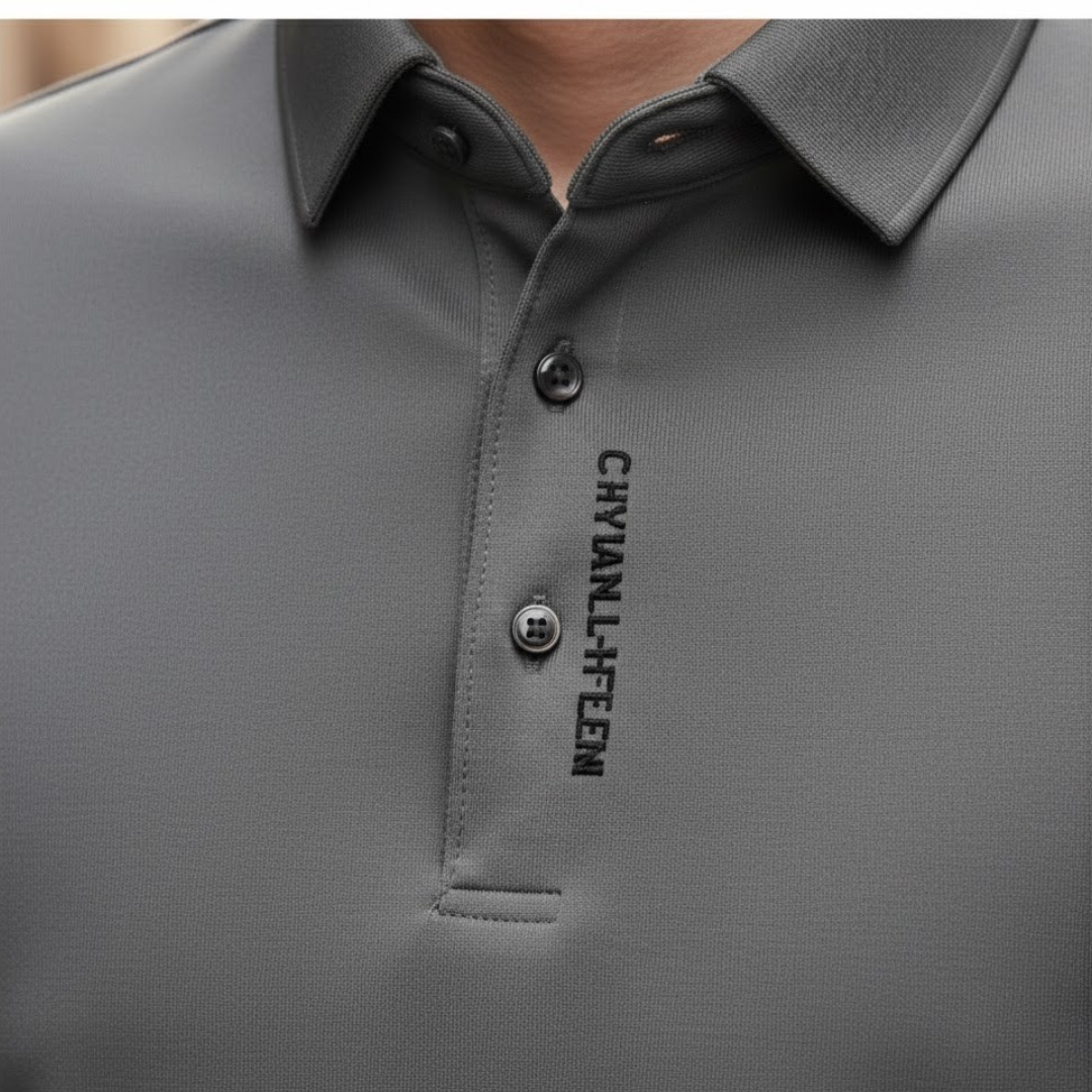 Camisa tipo polo de manga larga para hombre, estilo casual de negocios, color sólido