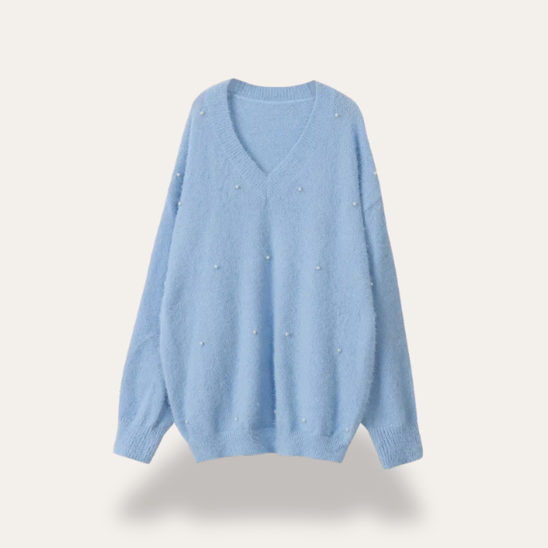 Strickpullover mit Perlendetails für Damen | Vestea