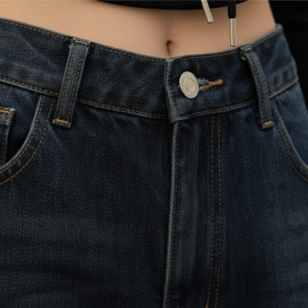 Jean pour femme coupe boyfriend en mélange de coton, coupe décontractée, bleu