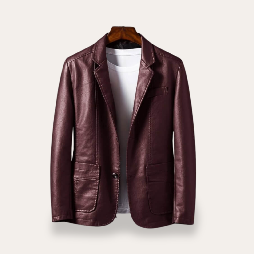 Herren Lederjacke mit Zwei-Knopf-Verschluss | Vestea
