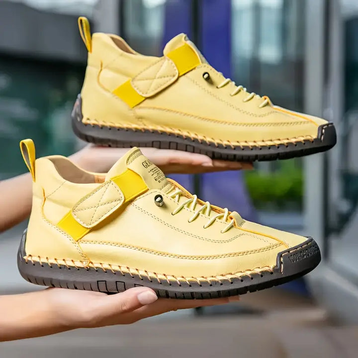 Zapatillas ortopédicas para mujer, sin cordones, ajuste ancho, parte superior de cuero, suela acolchada de EVA, soporte para el arco