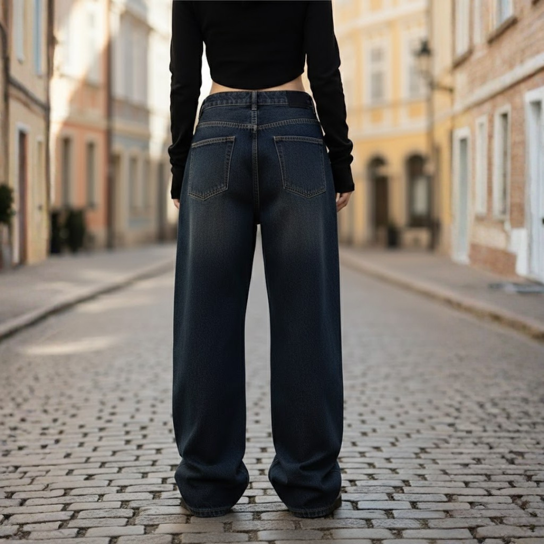 Jean pour femme coupe boyfriend en mélange de coton, coupe décontractée, bleu