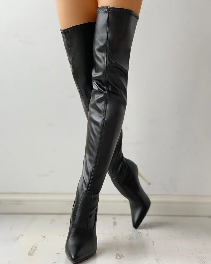 Bottes montantes pour femme en cuir avec fermeture éclair et petit talon