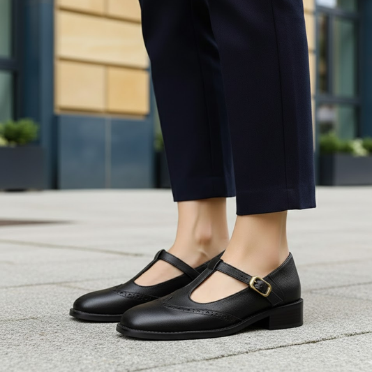 Women Strap Shoes Buckle Closure Cushioned Sole