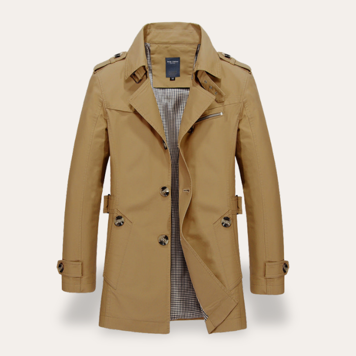 Herren Trenchcoat Mantel Baumwollmix Lang | Vestea