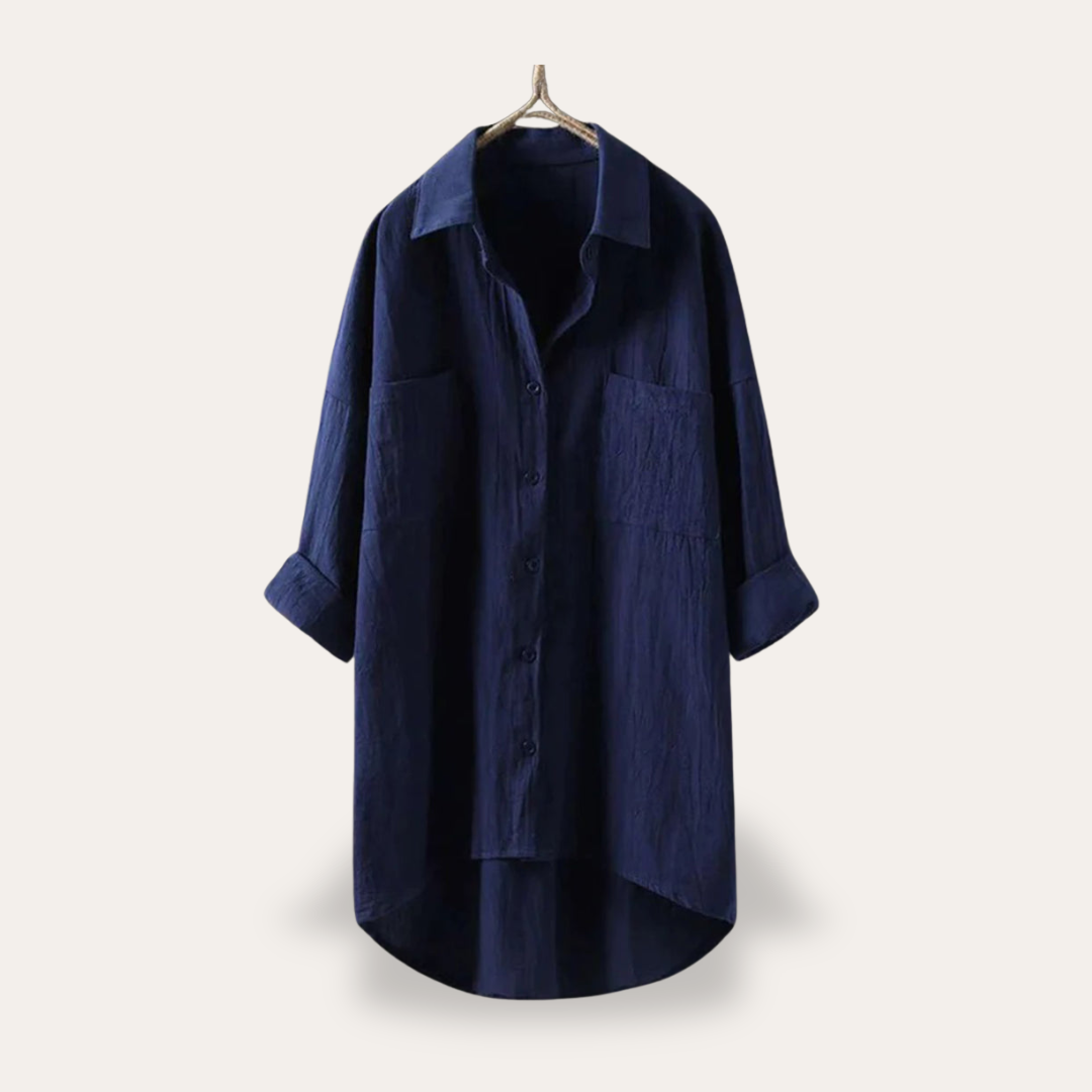 Leinenbluse mit Knopfleiste für Damen | Vestea