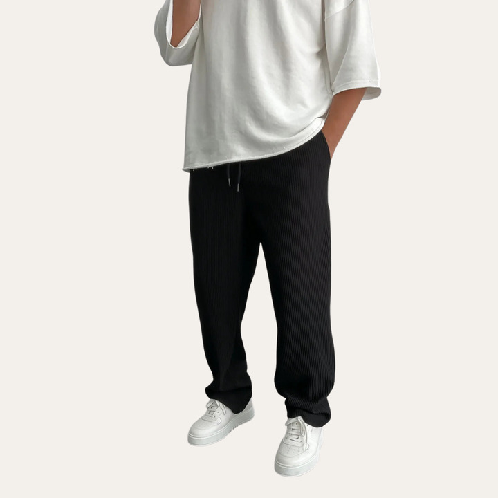 Herren Plissee Hose mit Kordelzug Streetwear Freizeitlook | Vestea