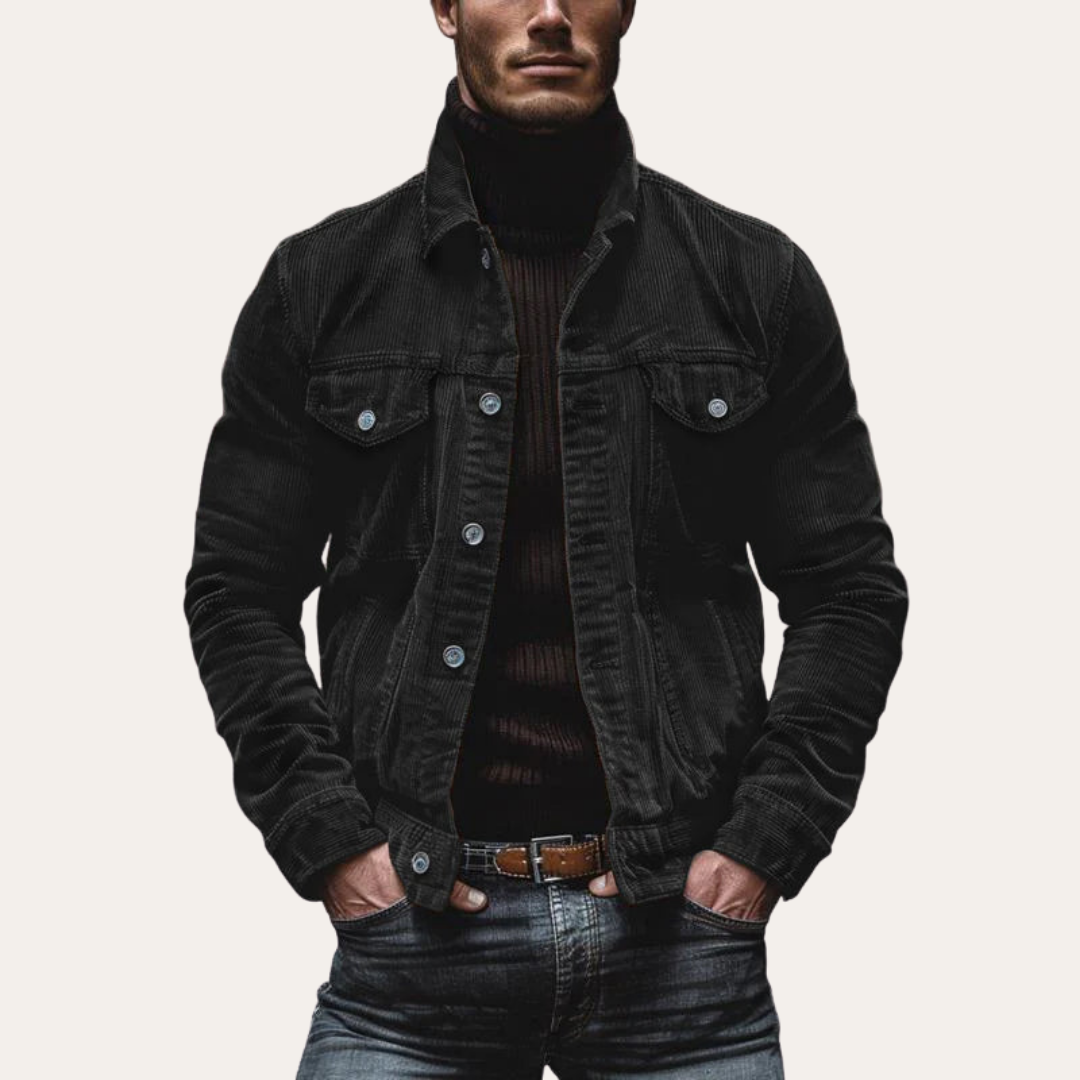 Herren Cordjacke Slim Fit Retro Freizeitjacke mit Taschen | Vestea