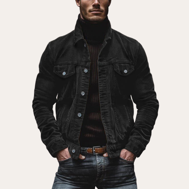 Herren Cordjacke Slim Fit Retro Freizeitjacke mit Taschen | Vestea