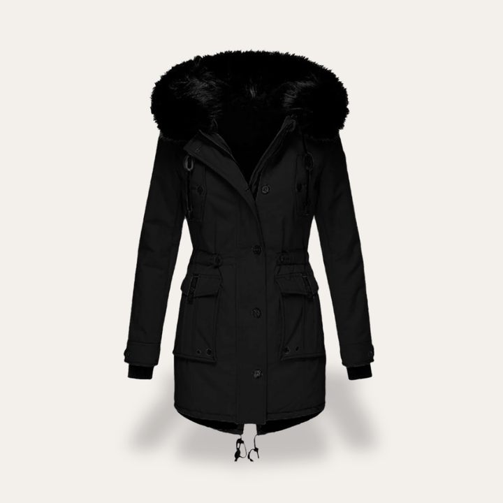 Damen Winterparka mit Kapuze und Kunstfell | Vestea