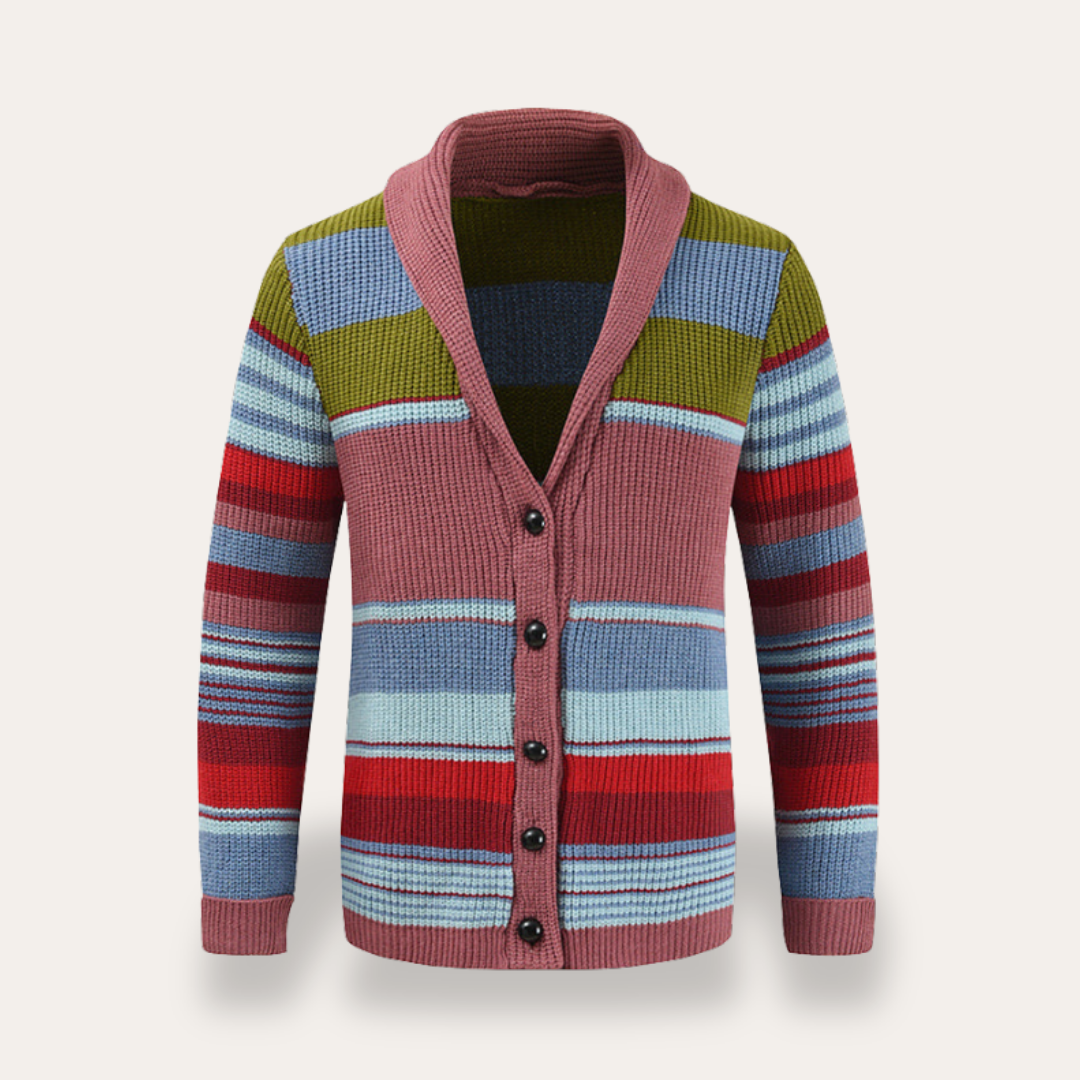 Herren Strickjacke Knopfleiste Gestreift | Vestea