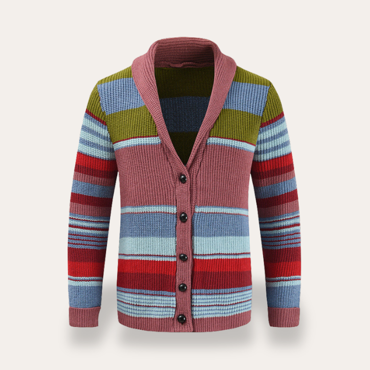 Herren Strickjacke Knopfleiste Gestreift | Vestea