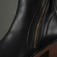 Women Orthopedic Ankle Boots Block Heel Side Zipper Faux Leather