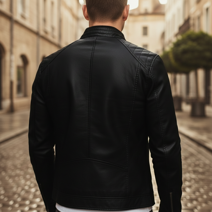 Herren-Bikerjacke aus Leder mit Reißverschluss | Vestea