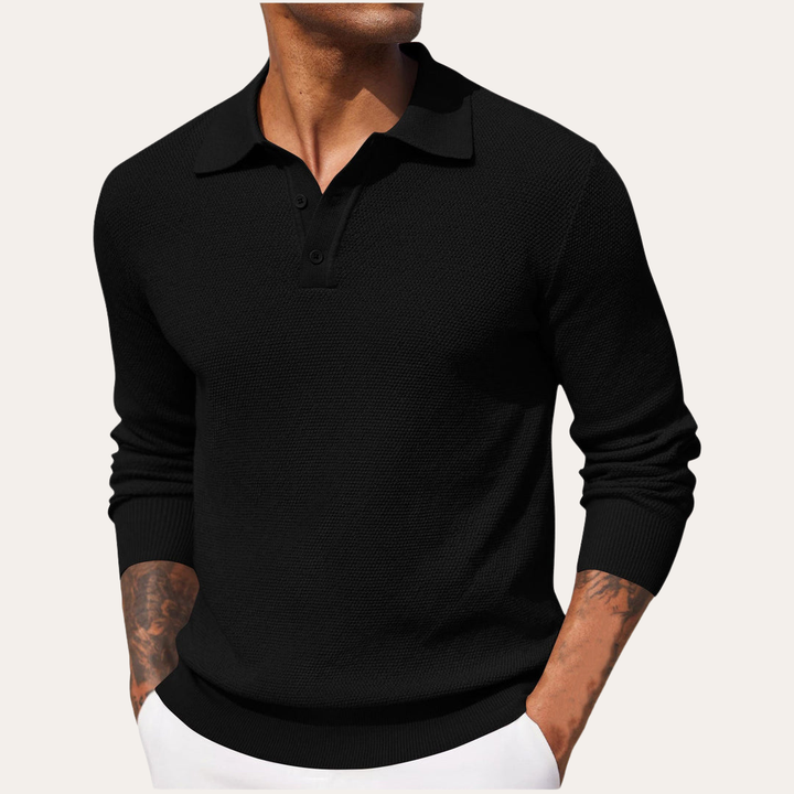 Herren Langarm Poloshirt Strickpullover Freizeitmode | Vestea