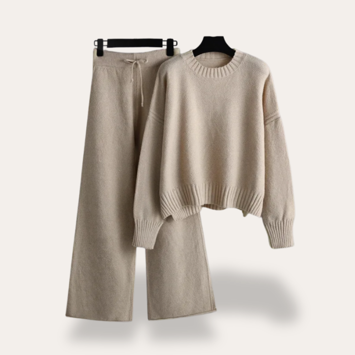Damen Strick-Zweiteiler Set mit Pullover und Hose Acrylmischung | Vestea