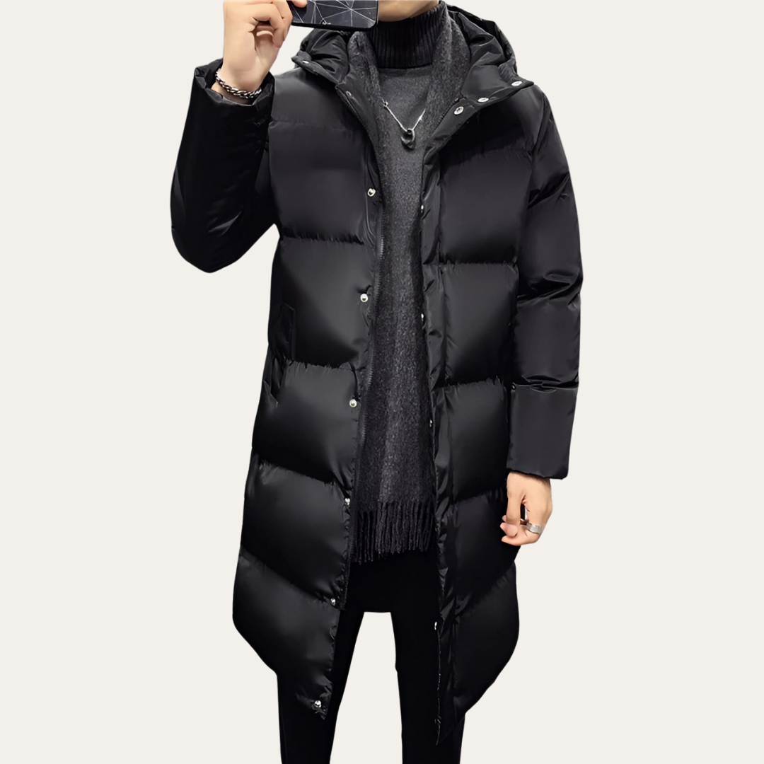 Herren Wintermantel Lange Daunenjacke mit Kapuze | Vestea