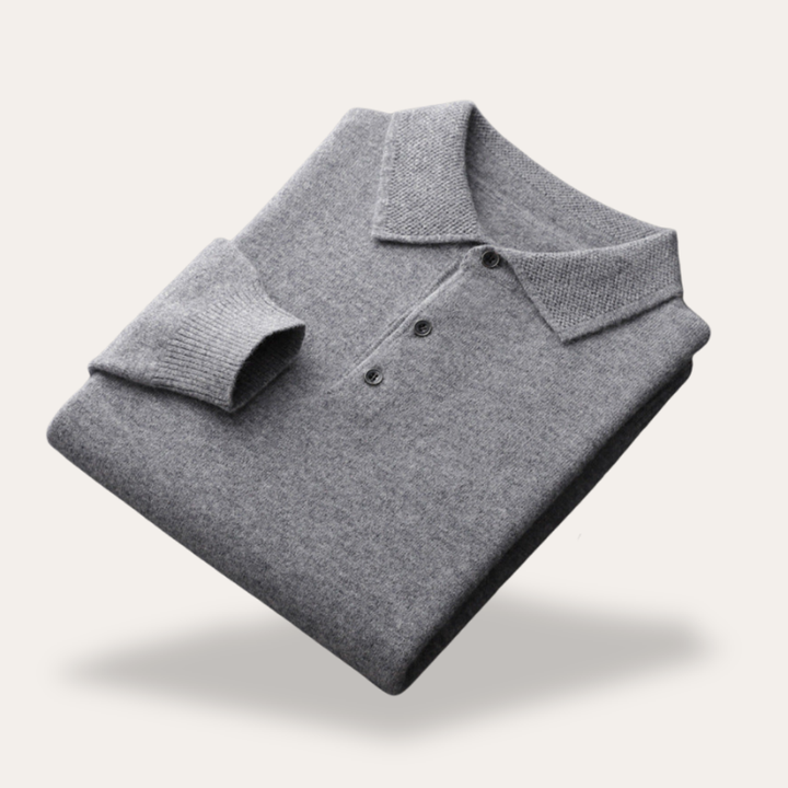 Herren Kaschmir Poloshirt Langarm Feinstrick | Vestea