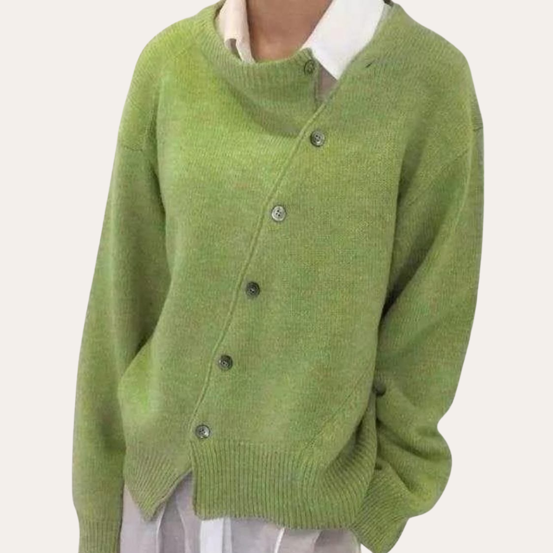 Damen Asymmetrische Strickjacke Mit Knöpfen | Vestea