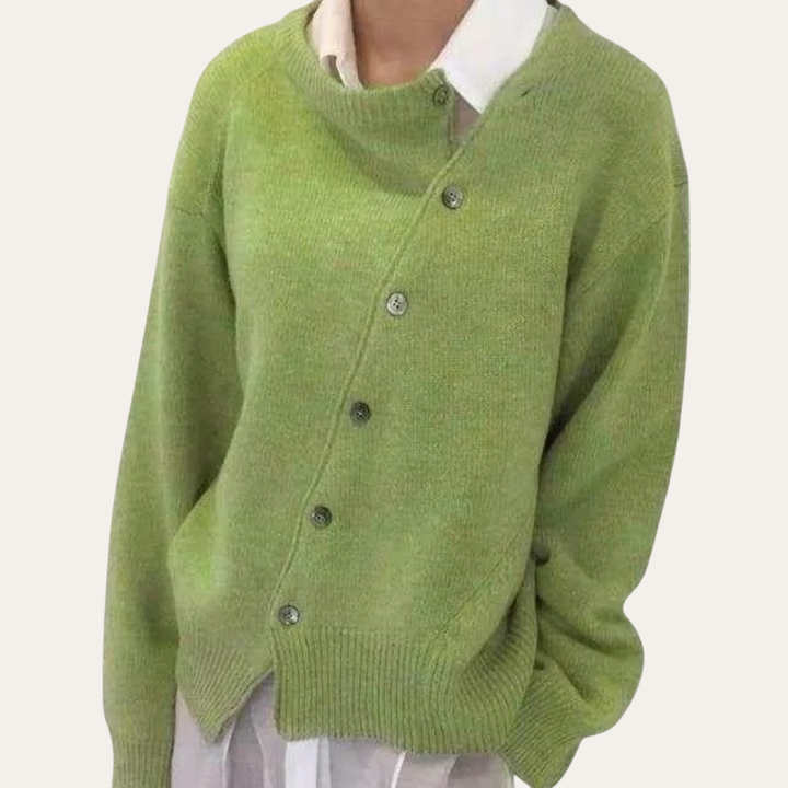 Damen Asymmetrische Strickjacke Mit Knöpfen | Vestea